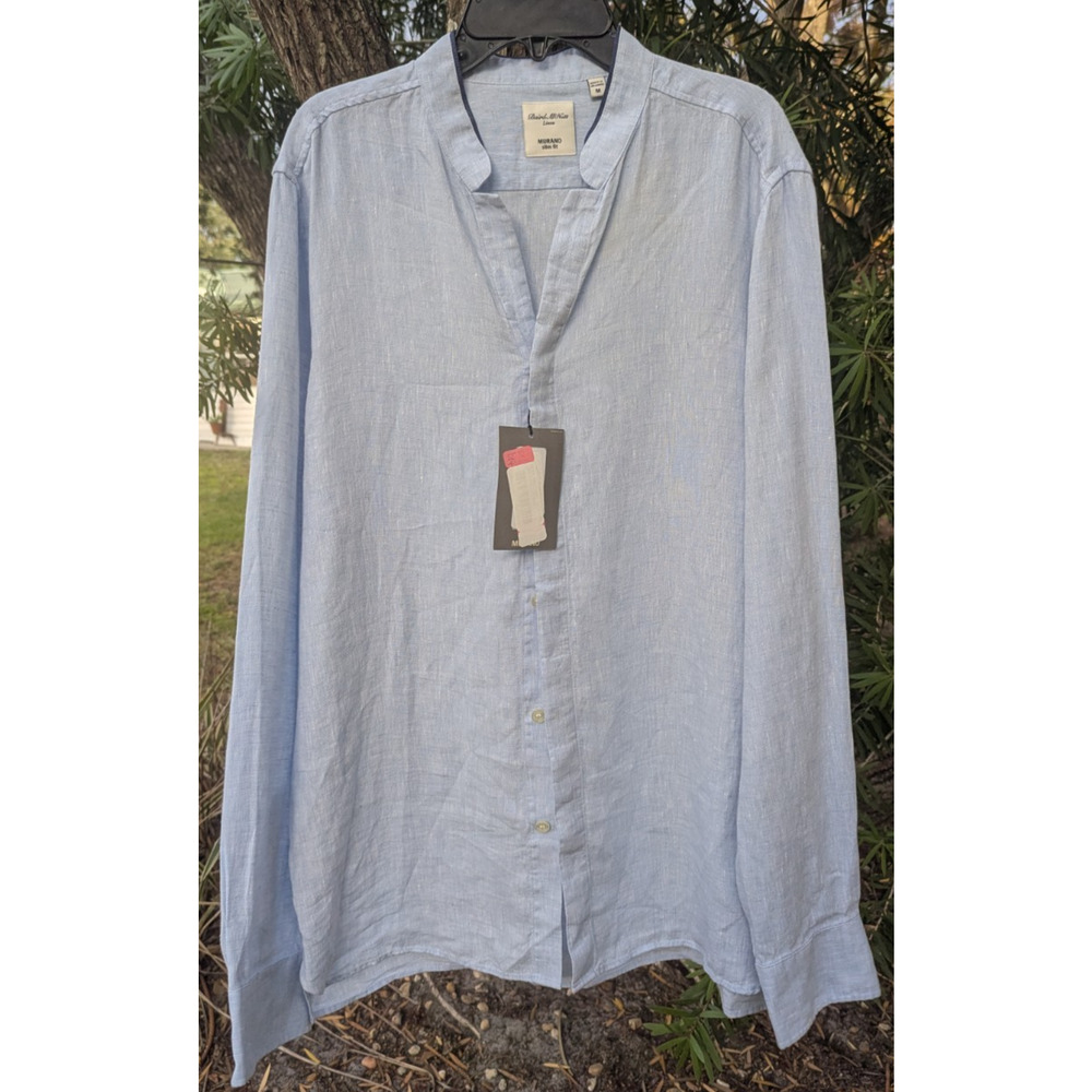 Murano Slim Fit Baird Mcnutt Button Down Linen Shirt Mens Size M Read